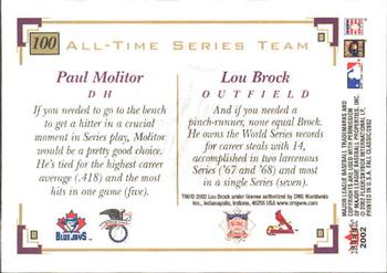 2002 Fleer Fall Classic #100 Paul Molitor / Lou Brock Back