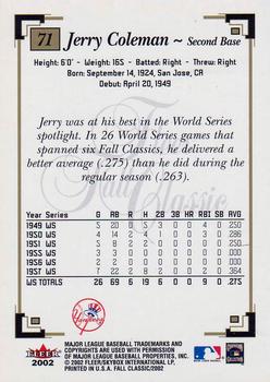 2002 Fleer Fall Classic #71 Jerry Coleman Back
