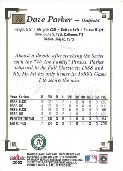 2002 Fleer Fall Classic #78 Dave Parker Back