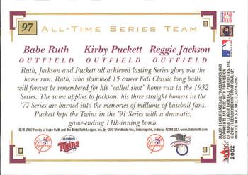 2002 Fleer Fall Classic #97 Babe Ruth / Kirby Puckett / Reggie Jackson Back