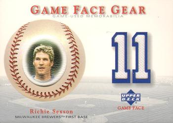 2003 Upper Deck Game Face - Game Face Gear #GG-RS Richie Sexson Front