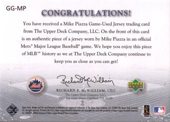2003 Upper Deck Game Face - Game Face Gear #GG-MPI Mike Piazza Back
