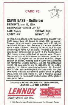 1989 Lennox Houston Astros #5 Kevin Bass Back