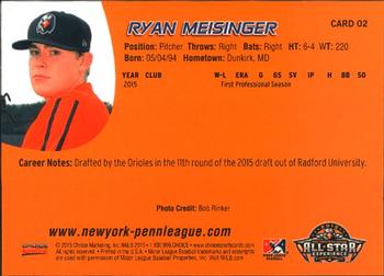 2015 Choice New York-Penn League All-Stars #2 Ryan Meisinger Back