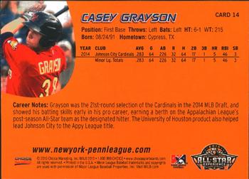2015 Choice New York-Penn League All-Stars #14 Casey Grayson Back