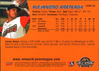 2015 Choice New York-Penn League All-Stars #24 Alejandro Arteaga Back