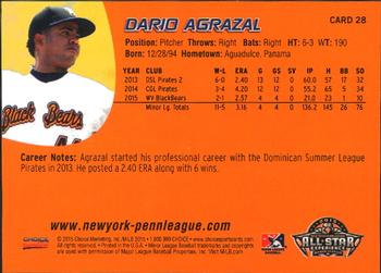 2015 Choice New York-Penn League All-Stars #28 Dario Agrazal Back