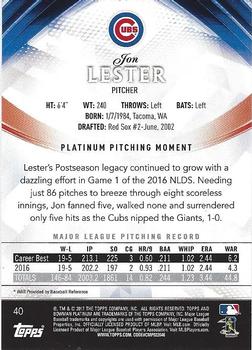 2017 Bowman Platinum #40 Jon Lester Back