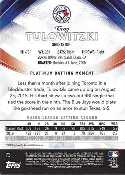 2017 Bowman Platinum #73 Troy Tulowitzki Back