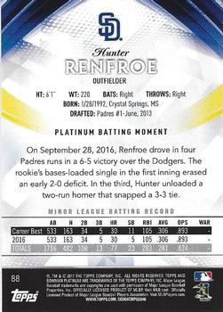 2017 Bowman Platinum #88 Hunter Renfroe Back
