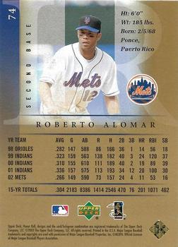2003 Upper Deck Honor Roll - Gold #74 Roberto Alomar Back