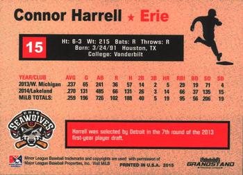 2015 Grandstand Erie SeaWolves #NNO Connor Harrell Back