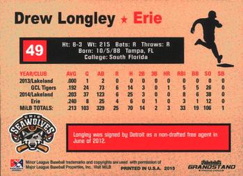 2015 Grandstand Erie SeaWolves #NNO Drew Longley Back