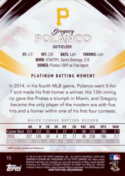 2017 Bowman Platinum - Purple #15 Gregory Polanco Back