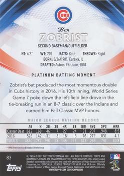 2017 Bowman Platinum - Purple #83 Ben Zobrist Back