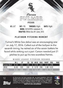 2017 Bowman Platinum - Green #12 Carson Fulmer Back