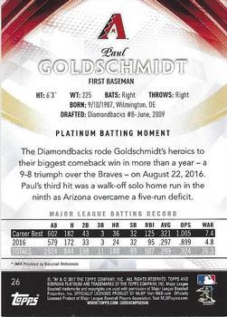 2017 Bowman Platinum - Orange #26 Paul Goldschmidt Back