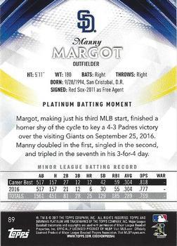 2017 Bowman Platinum - Orange #89 Manny Margot Back