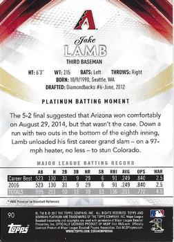 2017 Bowman Platinum - Orange #90 Jake Lamb Back