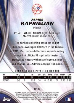 2017 Bowman Platinum - Top Prospects #TP-JK James Kaprielian Back