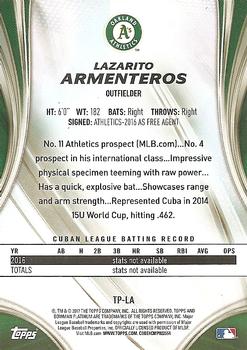 2017 Bowman Platinum - Top Prospects #TP-LA Lazarito Armenteros Back