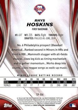 2017 Bowman Platinum - Top Prospects #TP-RH Rhys Hoskins Back