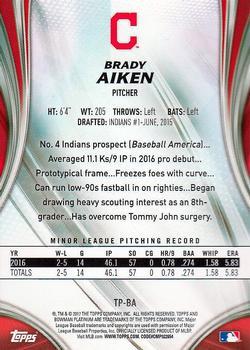 2017 Bowman Platinum - Top Prospects Black #TP-BA Brady Aiken Back