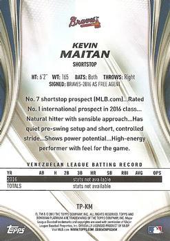 2017 Bowman Platinum - Top Prospects Royal Blue #TP-KM Kevin Maitan Back