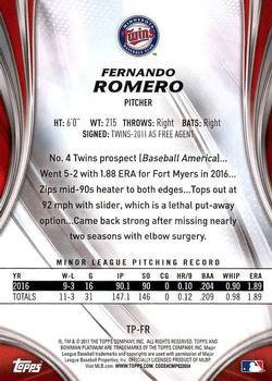 2017 Bowman Platinum - Top Prospects Green #TP-FR Fernando Romero Back