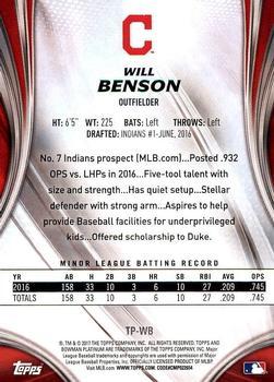 2017 Bowman Platinum - Top Prospects Purple #TP-WB Will Benson Back