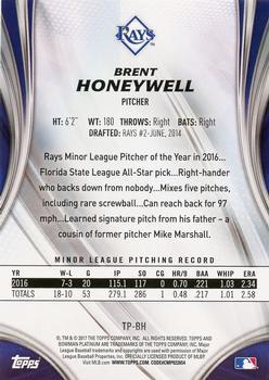 2017 Bowman Platinum - Top Prospects Ice #TP-BH Brent Honeywell Back