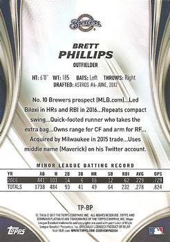2017 Bowman Platinum - Top Prospects Ice #TP-BP Brett Phillips Back