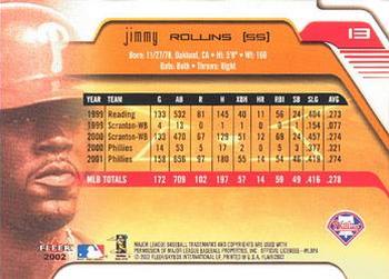 2002 Flair #13 Jimmy Rollins Back