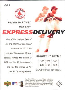 2003 Upper Deck MVP - Express Delivery #ED3 Pedro Martinez Back