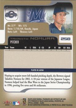 2002 Fleer Focus Jersey Edition #258 Takahito Nomura Back