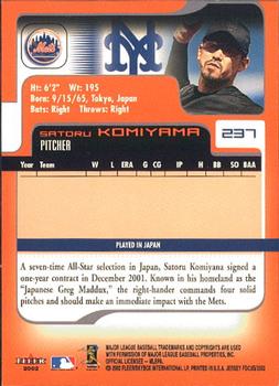 2002 Fleer Focus Jersey Edition #237 Satoru Komiyama Back