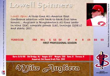 2012 Grandstand Lowell Spinners #NNO Mike Augliera Back