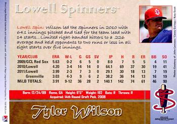 2012 Grandstand Lowell Spinners #NNO Tyler Wilson Back