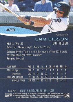 2017 Choice West Michigan Whitecaps #07 Cam Gibson Back
