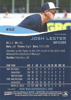 2017 Choice West Michigan Whitecaps #12 Josh Lester Back