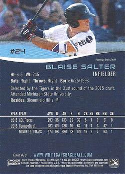 2017 Choice West Michigan Whitecaps #19 Blaise Salter Back