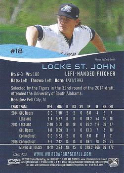 2017 Choice West Michigan Whitecaps #23 Locke St. John Back