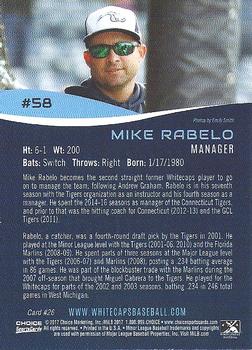 2017 Choice West Michigan Whitecaps #26 Mike Rabelo Back