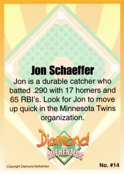 2000 Diamond Authentics Autographs - Base Set (unsigned) #14 Jon Schaeffer Back