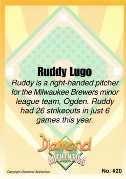 2000 Diamond Authentics Autographs - Base Set (unsigned) #20 Ruddy Lugo Back