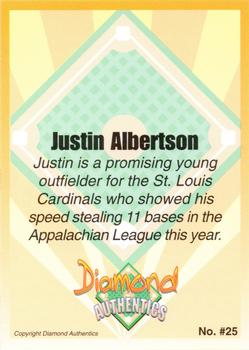 2000 Diamond Authentics Autographs - Base Set (unsigned) #25 Justin Albertson Back