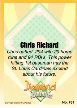 2000 Diamond Authentics Autographs - Base Set (unsigned) #31 Chris Richard Back