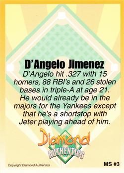 2000 Diamond Authentics Autographs - Magnificent 7 (unsigned) #MS3 D'Angelo Jimenez Back