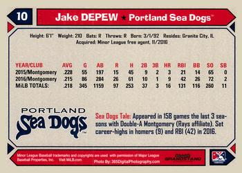 2017 Grandstand Portland Sea Dogs #NNO Jake Depew Back