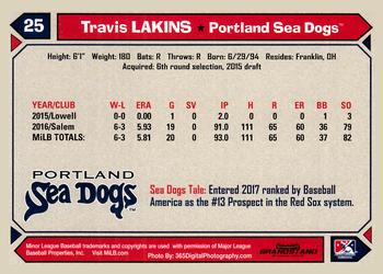 2017 Grandstand Portland Sea Dogs #NNO Travis Lakins Back